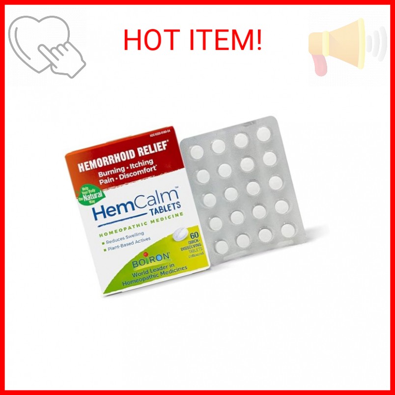 Boiron HemCalm Tablets for Hemorrhoid Relief of Pain, Itching, Swelling or Disco