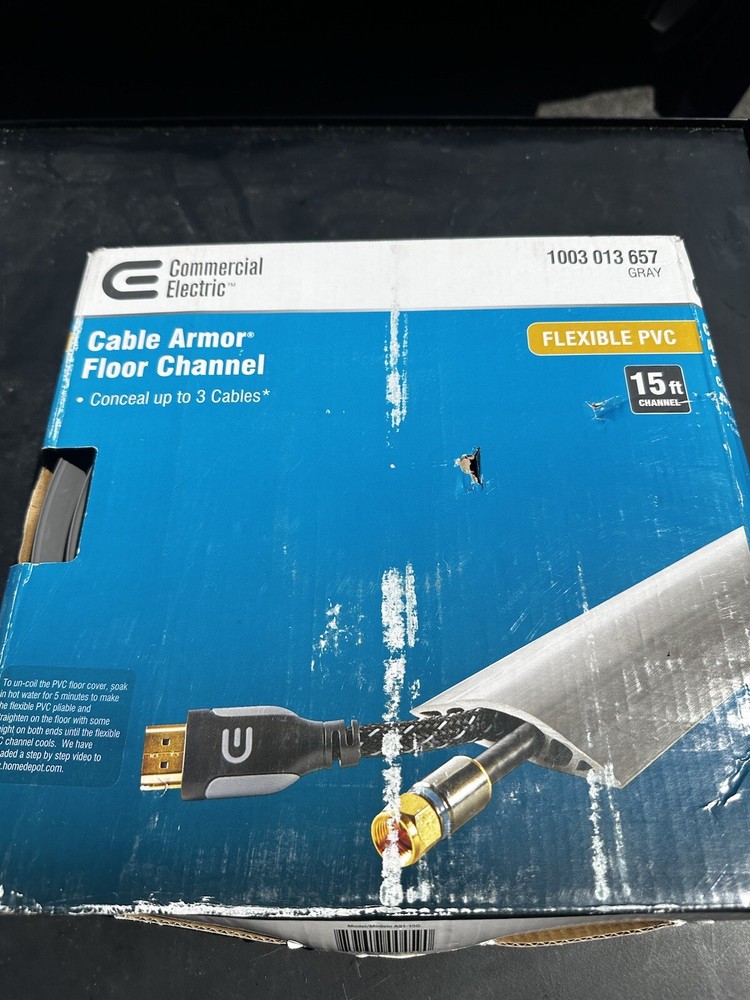 Commercial electric A91-15G 15 ft. PVC Floor Cord Protector in Grey 1D