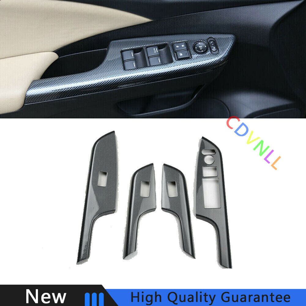 For Honda CRV CR-V 2007-2011 Carbon Fiber Window Lock Lift Panel Frame Trim 4PCS