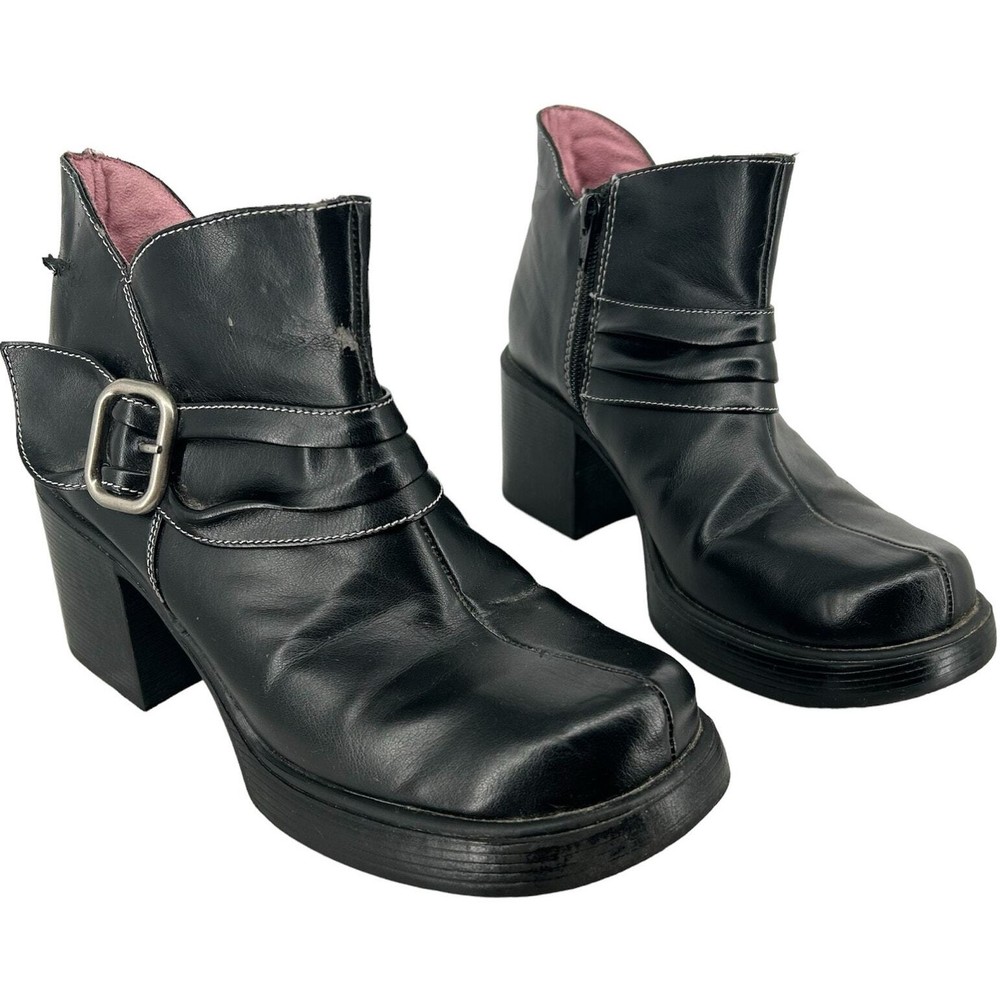 Vintage 90s Y2k women's black Arizona Jean Company platform chunky combat boots