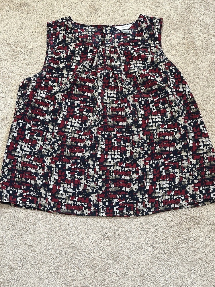 CJ Banks Womens Shirt Size 1X Multicolor Pleated Front Classic Dressy Flowy