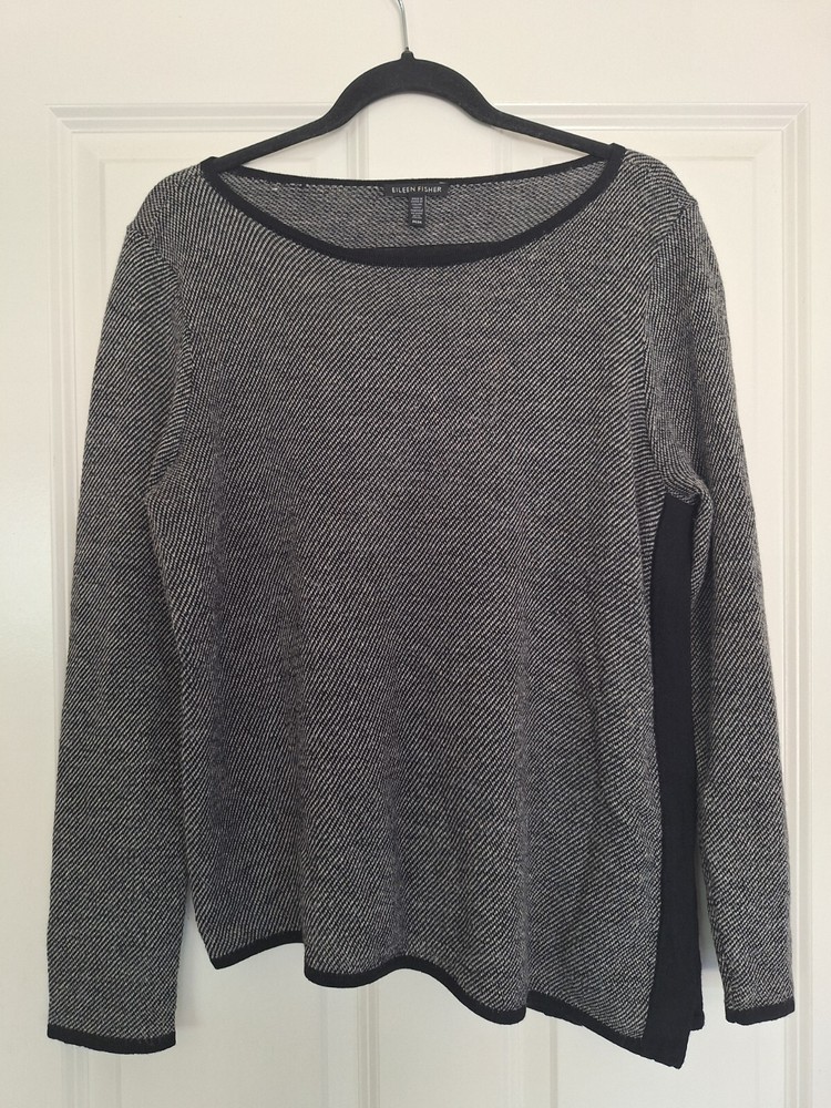 Eileen Fisher Black Top Blouses Long Sleeve Size M