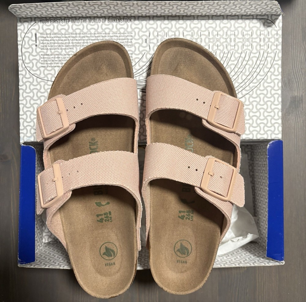 Birkenstock Arizona Rivet Logo Textile Sandal Soft Pink Womens 10 Regular Fit