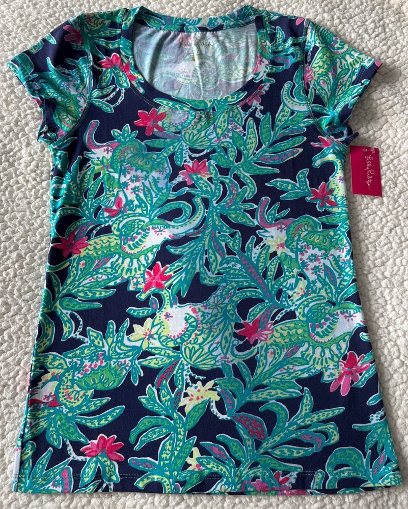 Lilly Pulitzer Shirt Women's Stretch Sway This Way Short Sleeve Top Size M NWOT