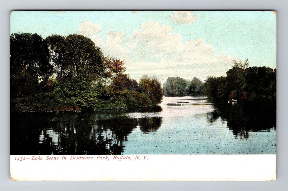 Buffalo NY-New York, Lake Scene In Delaware Park, Antique, Vintage Postcard