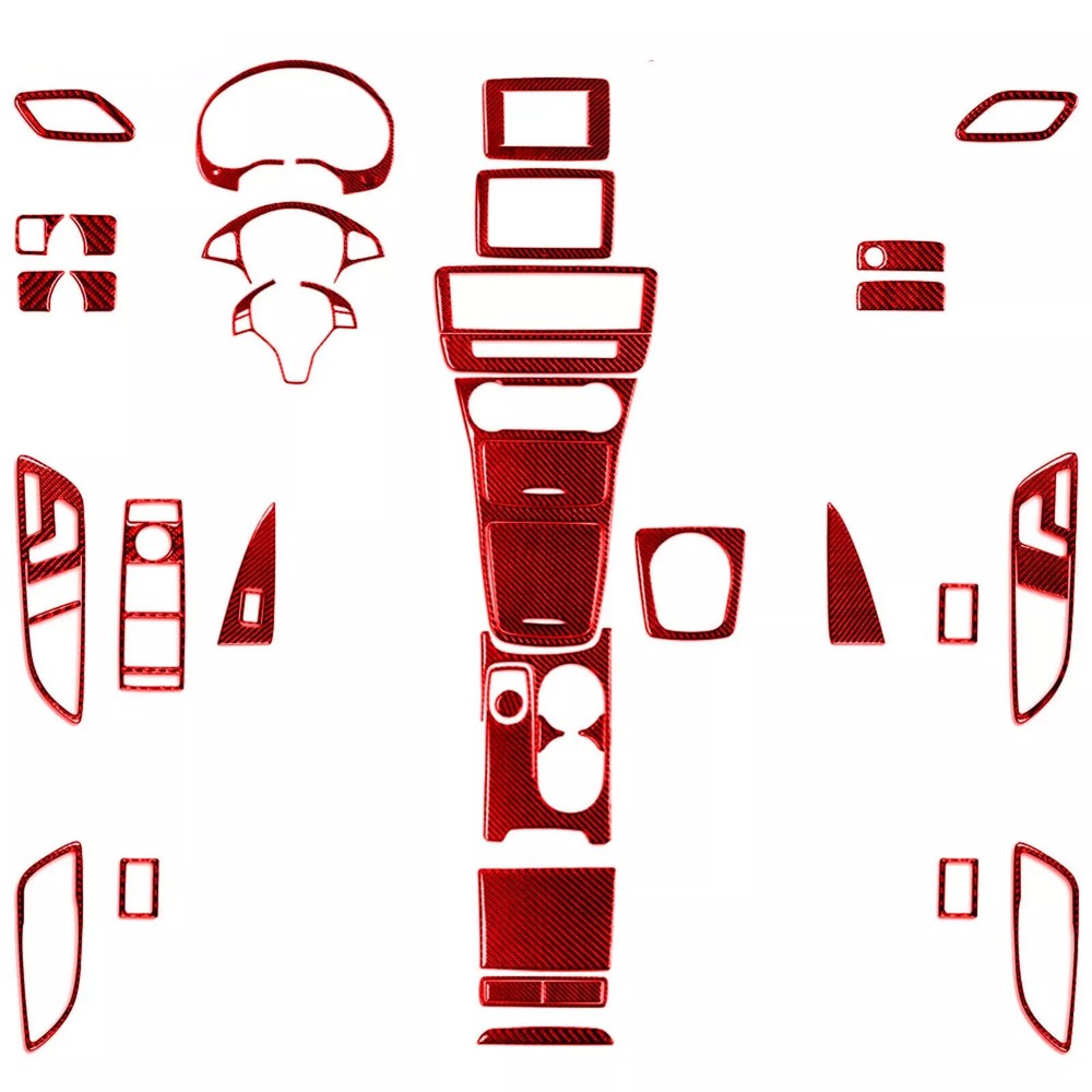 36Pcs Red Carbon Fiber Kits Full Interior Trim For Benz CLA GLA C117 X156 14-19