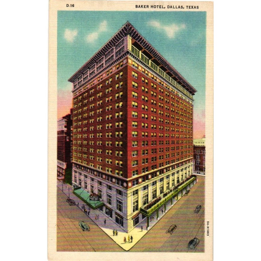 Vintage Baker Hotel Dallas Texas Linen Postcard D-16 Curt Teich Art-Colortone