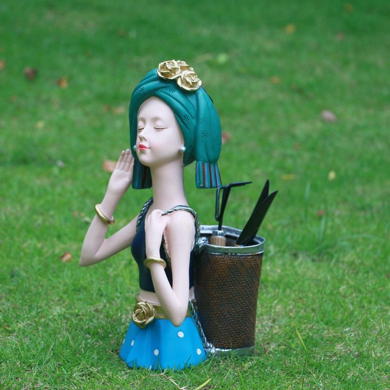 Figurine Cur Girls Multicolor Resin Romantic Medium Carved Free Stand Home Decor