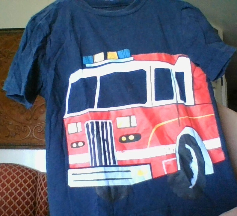 GYMBOREE FIRETRUCK T-SHIRT boys size 4 toddler short-sleeve FIREMAN HERO TRUCK
