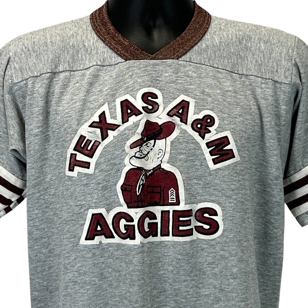 Vintage Texas A&M University Aggies T Shirt Mens Medium Corps of Cadets 80s Gray
