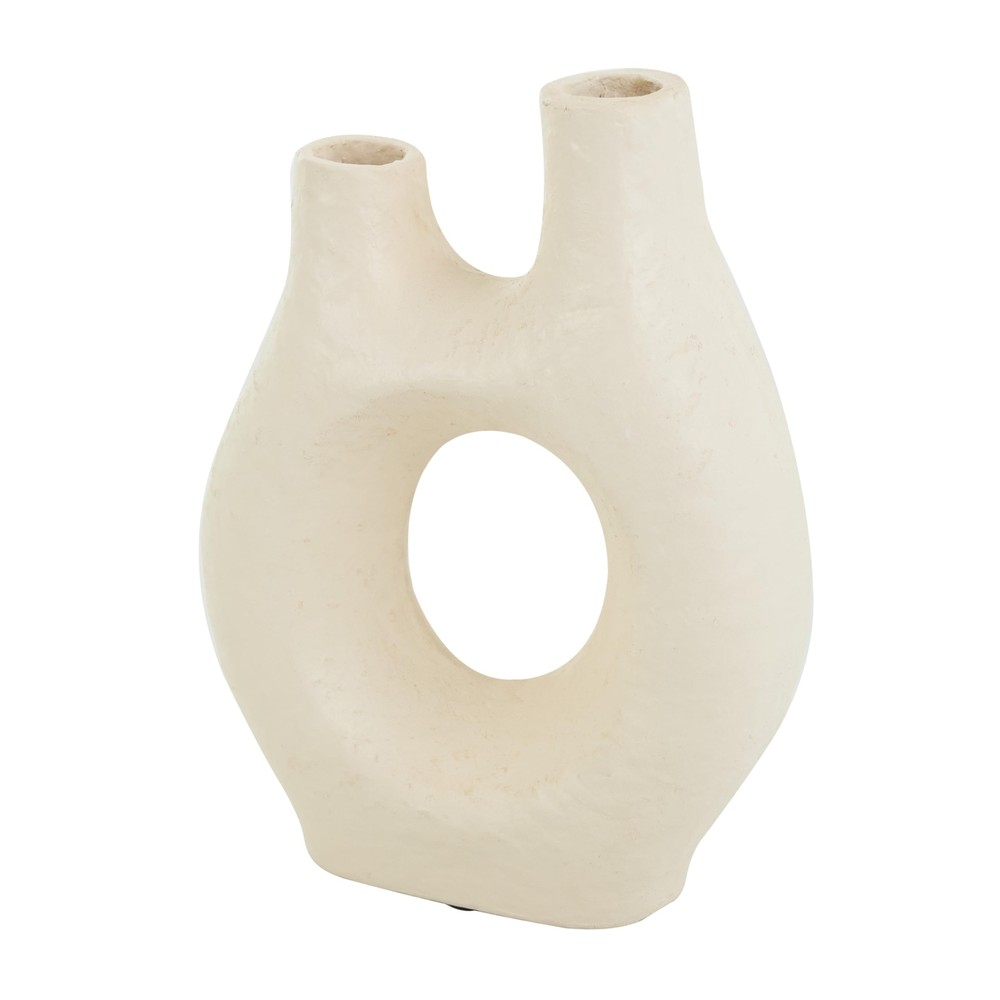Paper Mache Decorative Vase Abstract Rounded Centerpiece Vase with Double Ope...