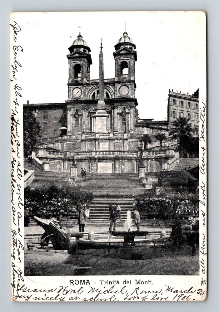 Italy- Rome Holy Trinity Of The Mounts Church Old Card PC Vintage c1906 Postcard