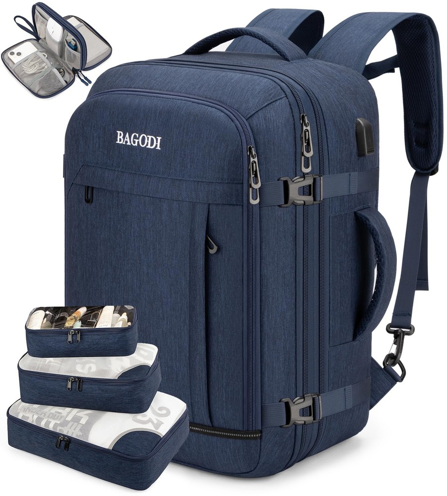 42L Flight Approved Carry On Backpack for Men & Women with 4 Pockets & USB Port
