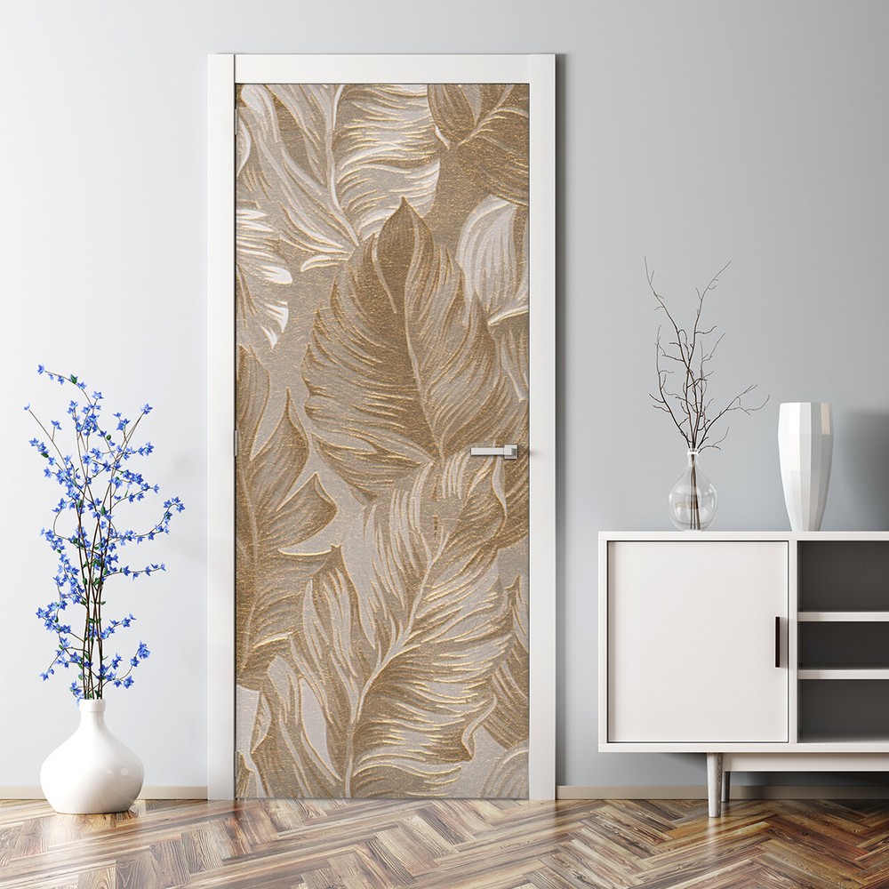 Gold Leaves nursery bouquet elegant shiny romantic garden blooming Door Decal