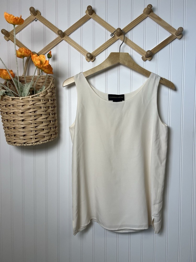 Classiques Entier Women's Size 2 Ivory 100% Silk Vintage Tank Top