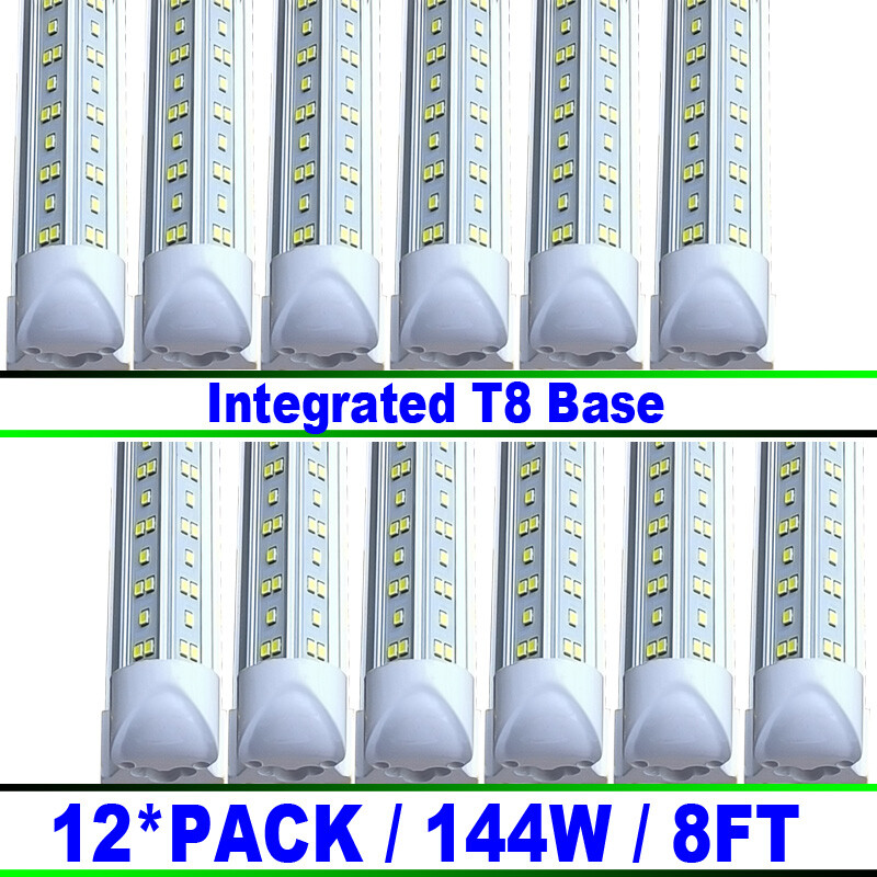 12 Pack Led Shop Light 8 Foot 144W 8Ft LED Tube Light T8 Integrate 4 Row Fixture