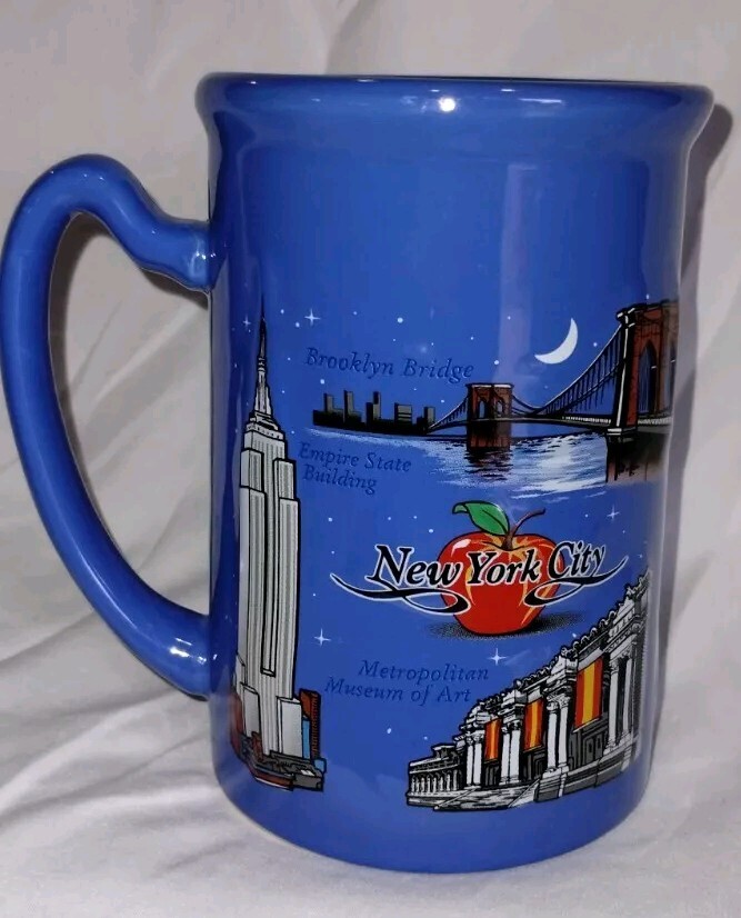 New York City Blue Raised Landmarks Coffee Mug/ 5.5