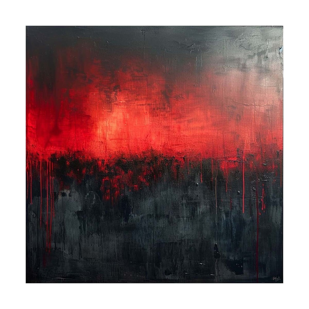 Hand Painted red Abstract Painting Texture Acrylic Modern Art Oil Painting black