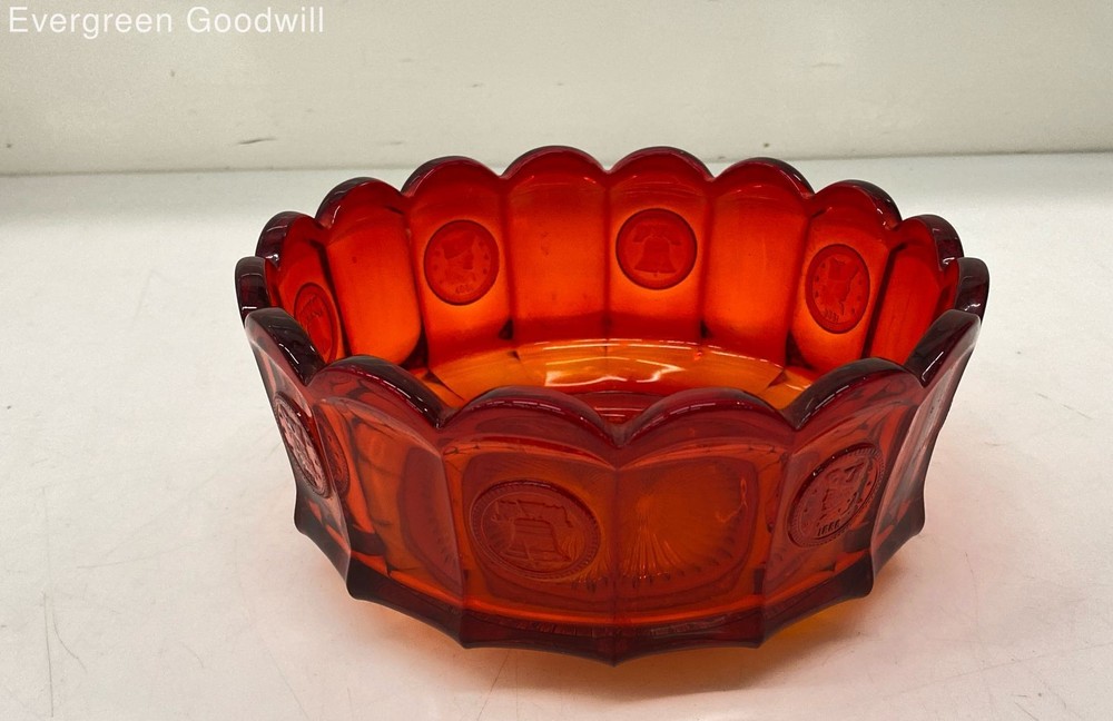 Vintage Fostoria Ruby Red Glass Coin Scalloped Bowl