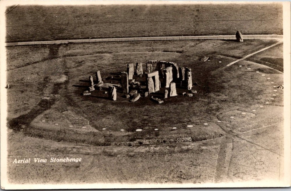 Dr Jim Stamps Postcard Aerial View Stonehege Rppc Unposted