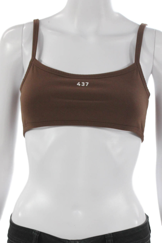 Four Three Seven Womens Spaghetti Strap Square Neck Sports Bra Chocolate SmallFree Shipping in US $100+ Orders | $6.95 Orders Below