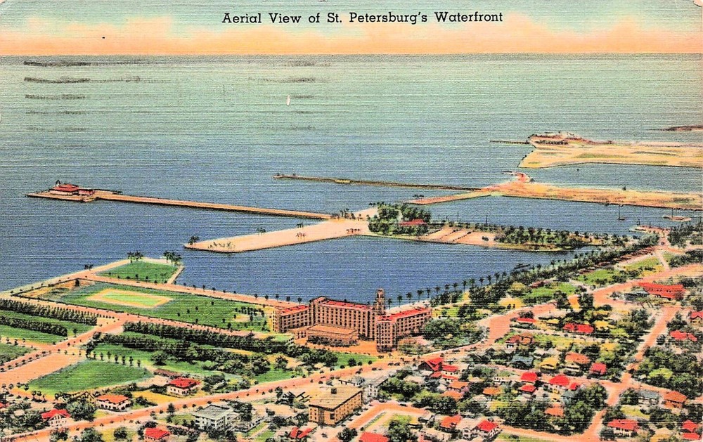 St Petersburg Florida Recreation Pier Vinoy Park Hotel Downtown Vtg Postcard E17