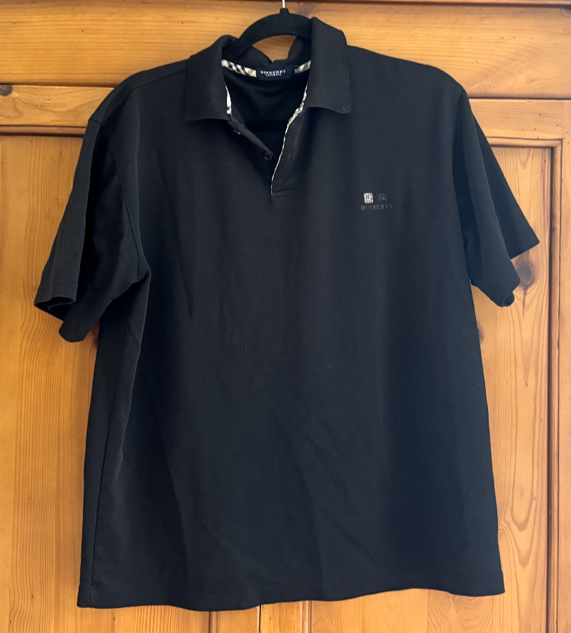 Burberry Brit Nova Check Collared Black Polo Shirt Size X-Large