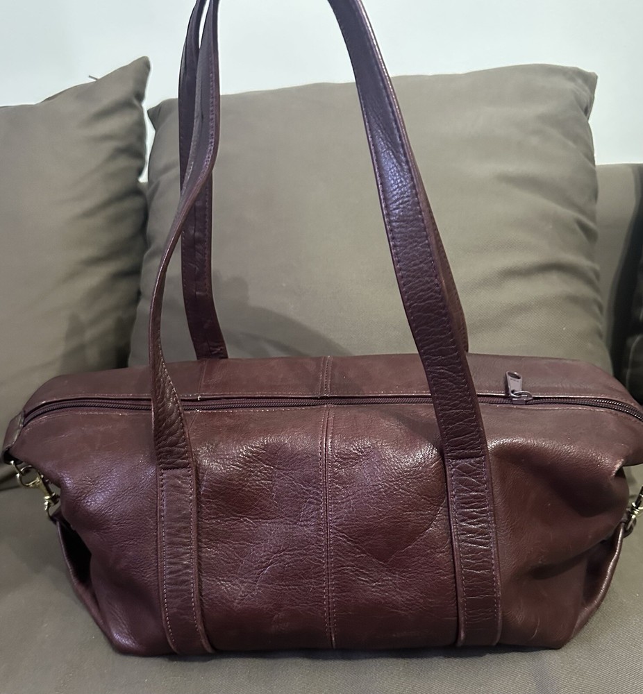 VINTAGE 1970s/1980s BOHO LEVI’S LEATHER OXBLOOD/MAROON DUFFEL HANDBAG PURSE