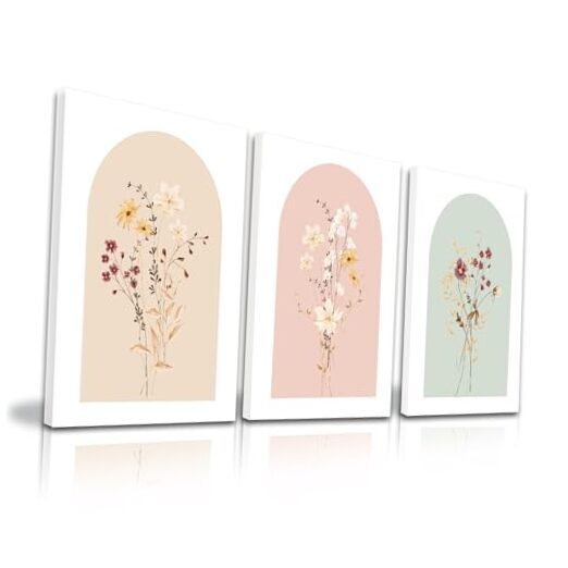 Botanical Wall Art Framed, Watercolor Wildflowers Boho Wall Art flower1