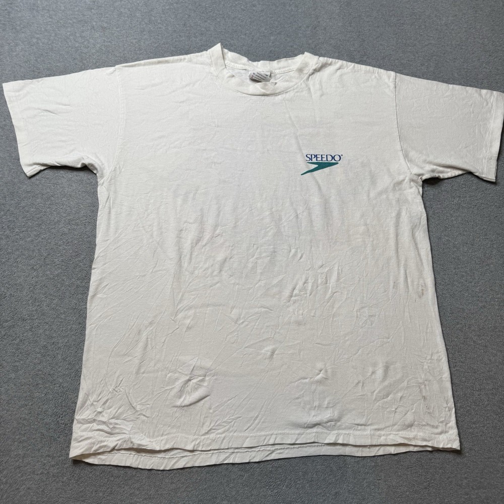 Vintage Speedo T Shirt Mens XL White Water is Life Graphic Print Made In USA 90s