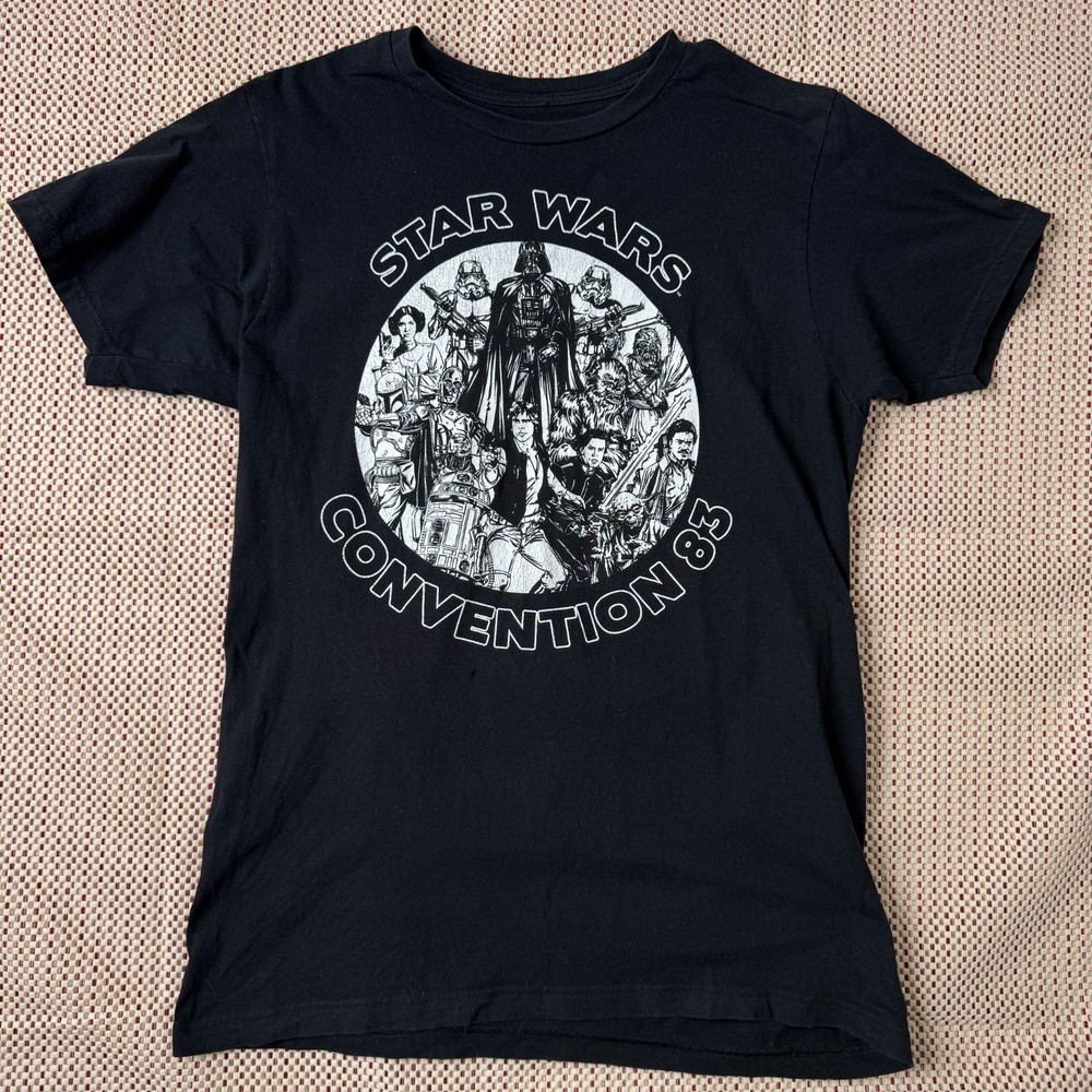 Star Wars Convention 83 Graphic T Shirt Mens Medium Black Darth Vader Leia Tee