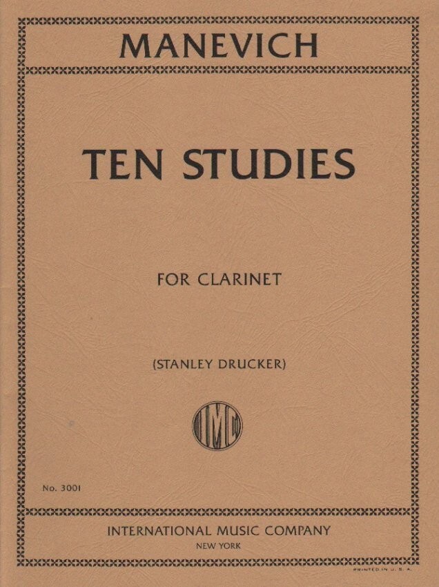 MANEVICH TEN STUDIES FOR CLARINET MUSIC BOOK INTERNATIONAL NEW ON SALE IMC 3001