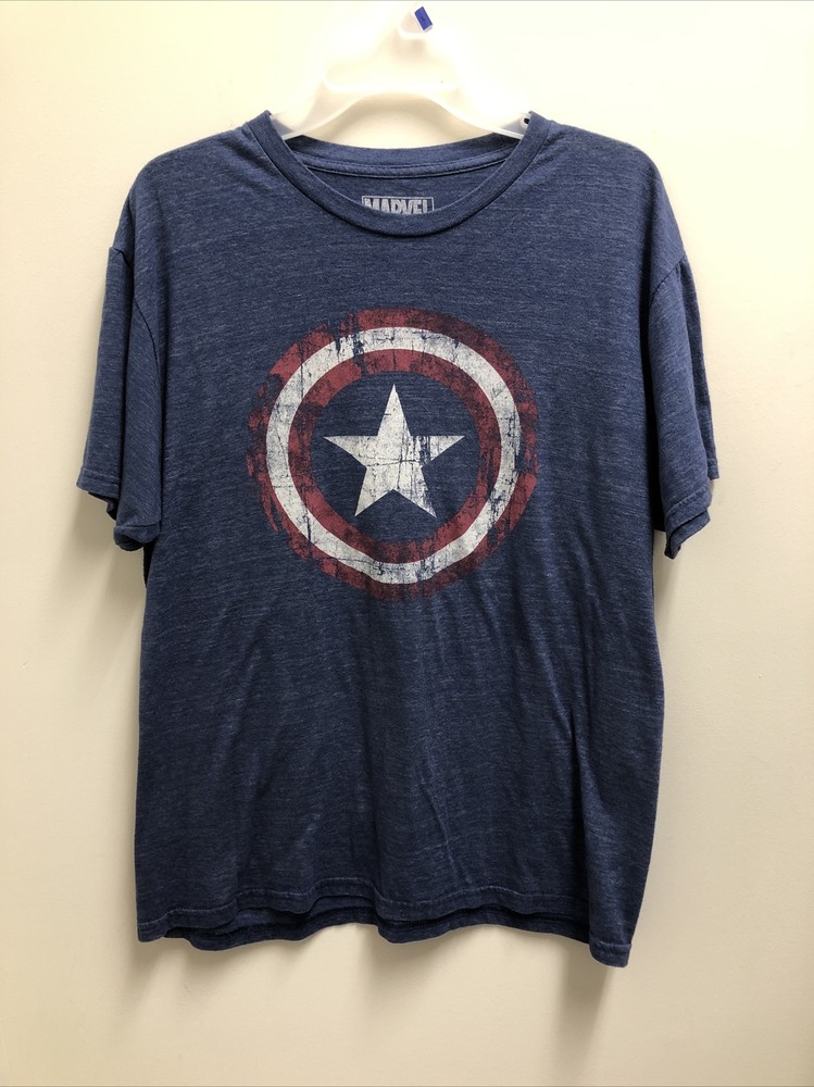 Marvel Captain America Shield Logo Blue Graphic T-shirt Men’s Size Large