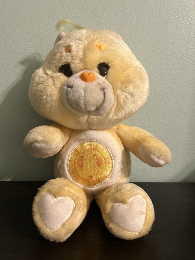 Vintage Care Bears Funshine Bear 13” Plush Yellow Sunshine 1983 Kenner