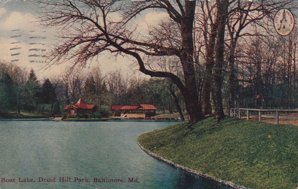 Lake & Boat House Druid Hill Park Baltimore Maryland Postcard