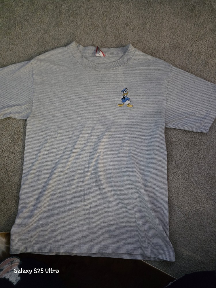 Vintage 90s The Disney Store Donald Duck T-Shirt Blue S/M Made In USA Cartoon