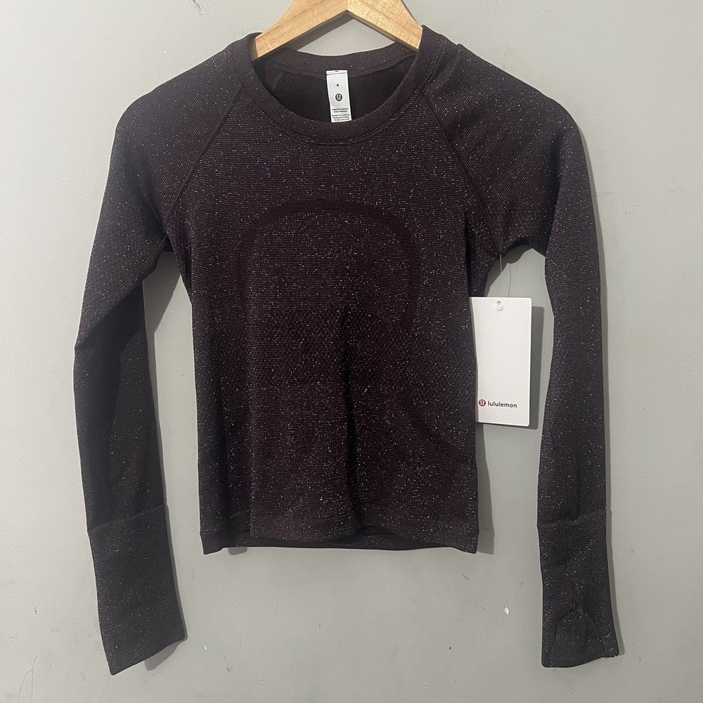 Lululemon Swiftly Tech Long Sleeve 2.0 Sparkle Black Plum Nulu training NEW