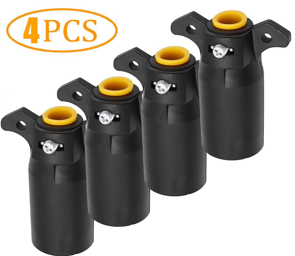 4PCS 7 Way Round RV Style Trailer Light Plug Connector Replacement End Blade Pin