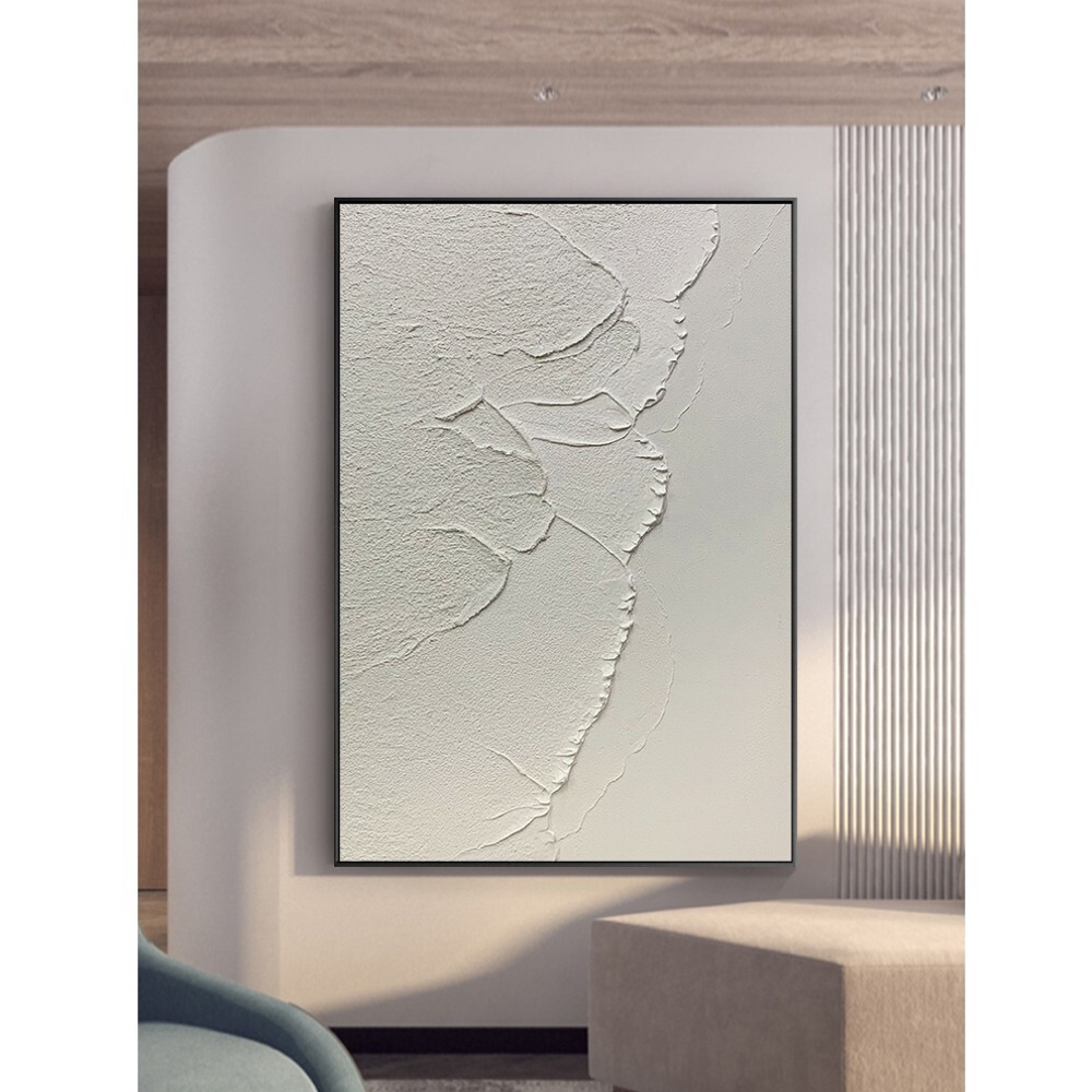 Simple White Oil Painting Abstract Handmade Canvas Decorative Mural Unframe