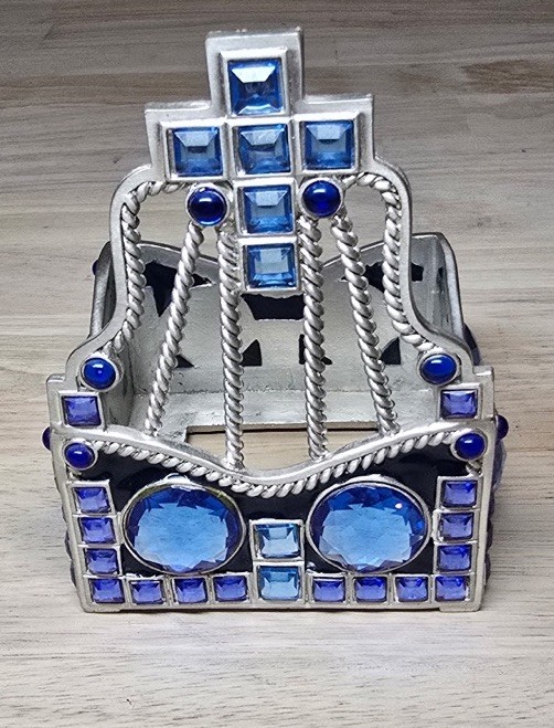 Rejoice Cross Candle Holder Udc 2003 Vtg Rhinestone Square Blue Religious Light