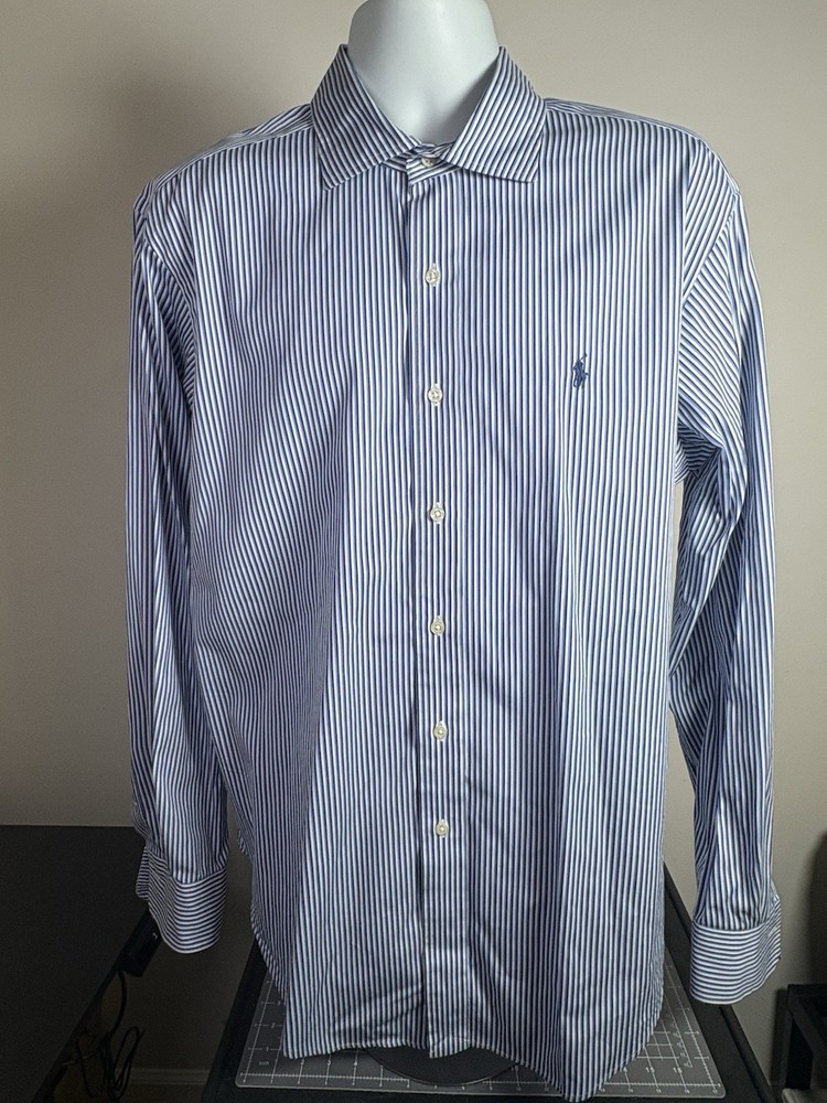Polo Ralph Lauren Men's XL Stanton Classic Fit Blue Stripe Button Up Shirt