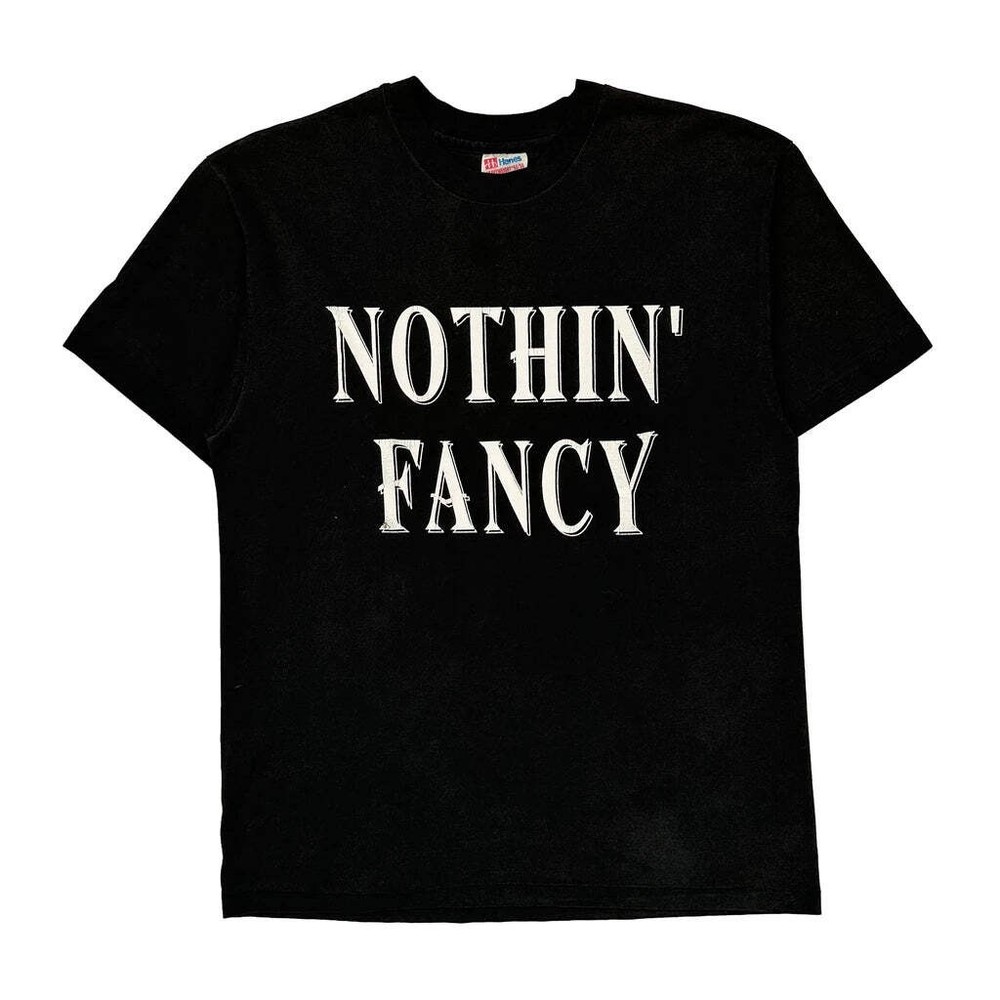 Hanes Single Stitch T-Shirt - Large Black Cotton Blend