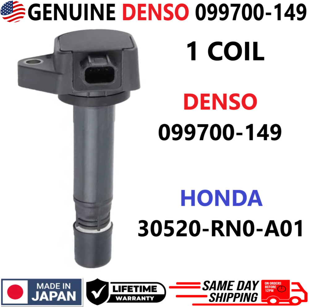 GENUINE DENSO x1 Ignition Coil For 2009-2015 Honda Acura 3.5L 3.7L, 099700-149