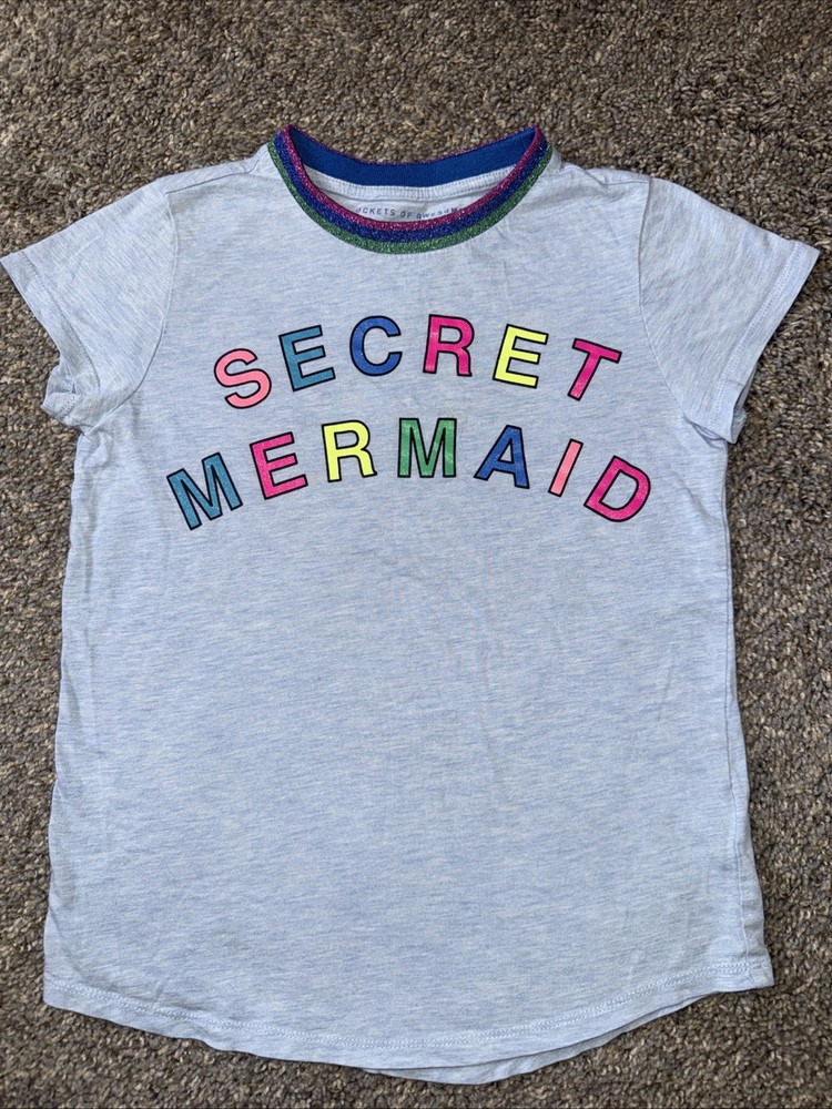 Rockets of Awesome Secret Mermaid T-Shirt Blue Size 8
