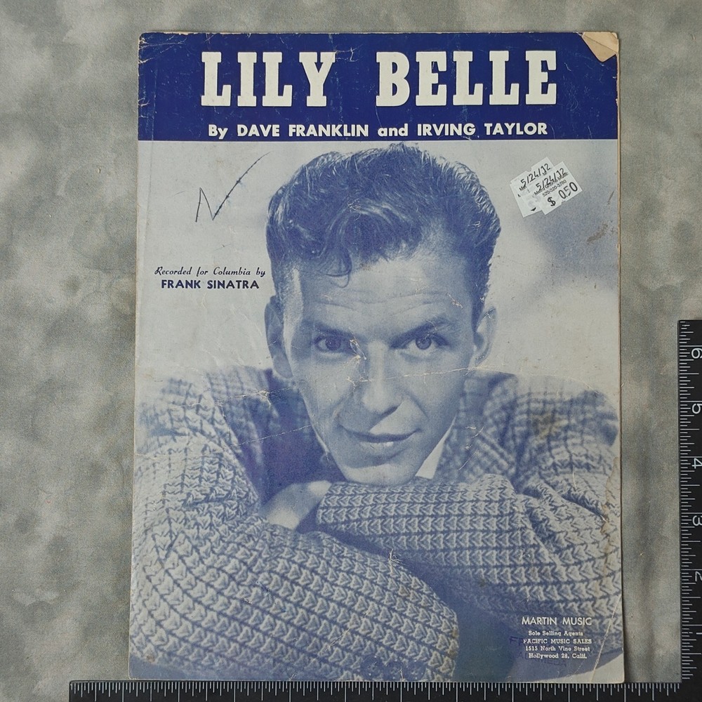 1945 Lily Belle Sheet Music Frank Sinatra Cover Columbia Martin Music Piano/Voca