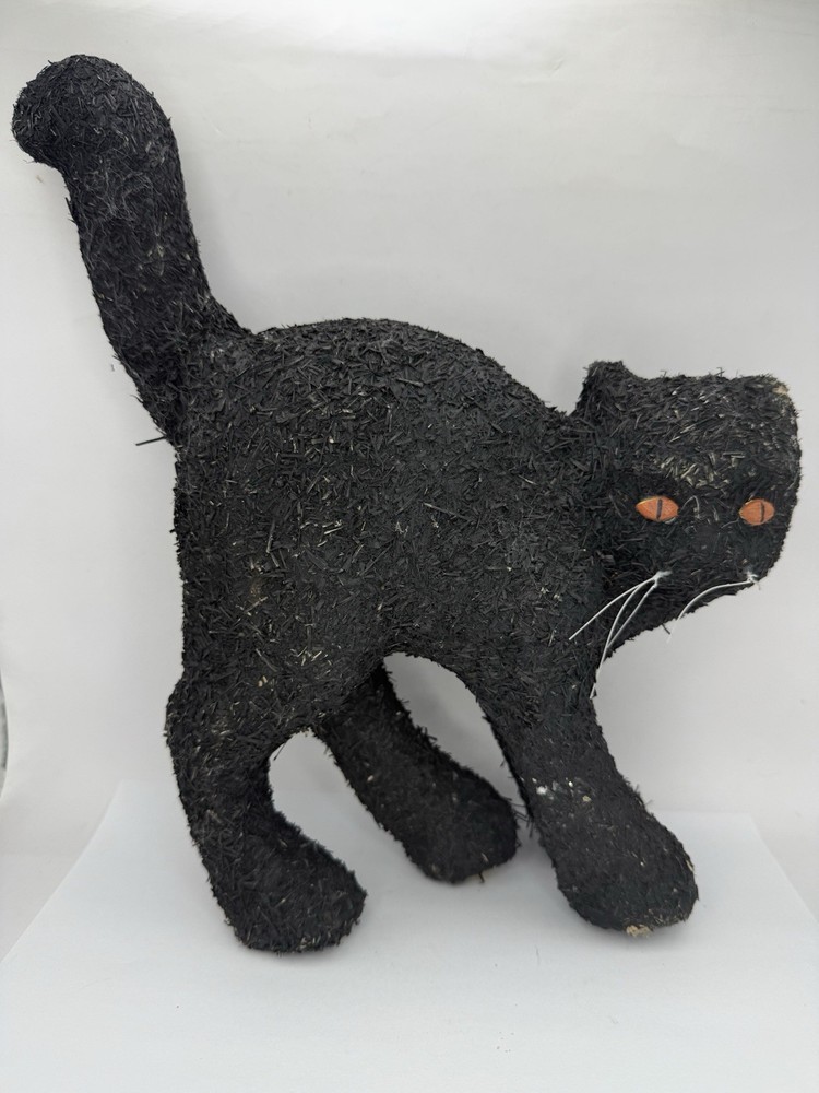 Vintage PAPER MACHE HALLOWEEN BLACK CAT Arched