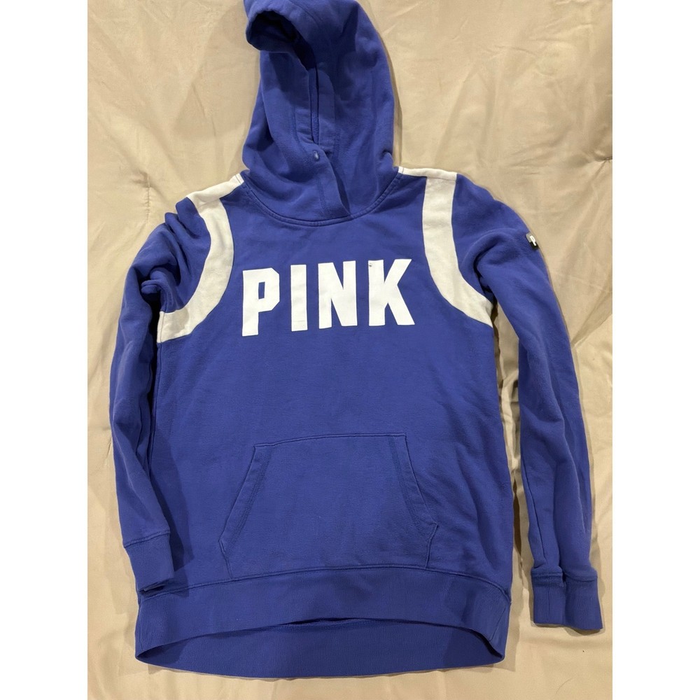 Pink Victoria's Secret Hoodie Purple White Logo Pullover Sweatshirt XS
