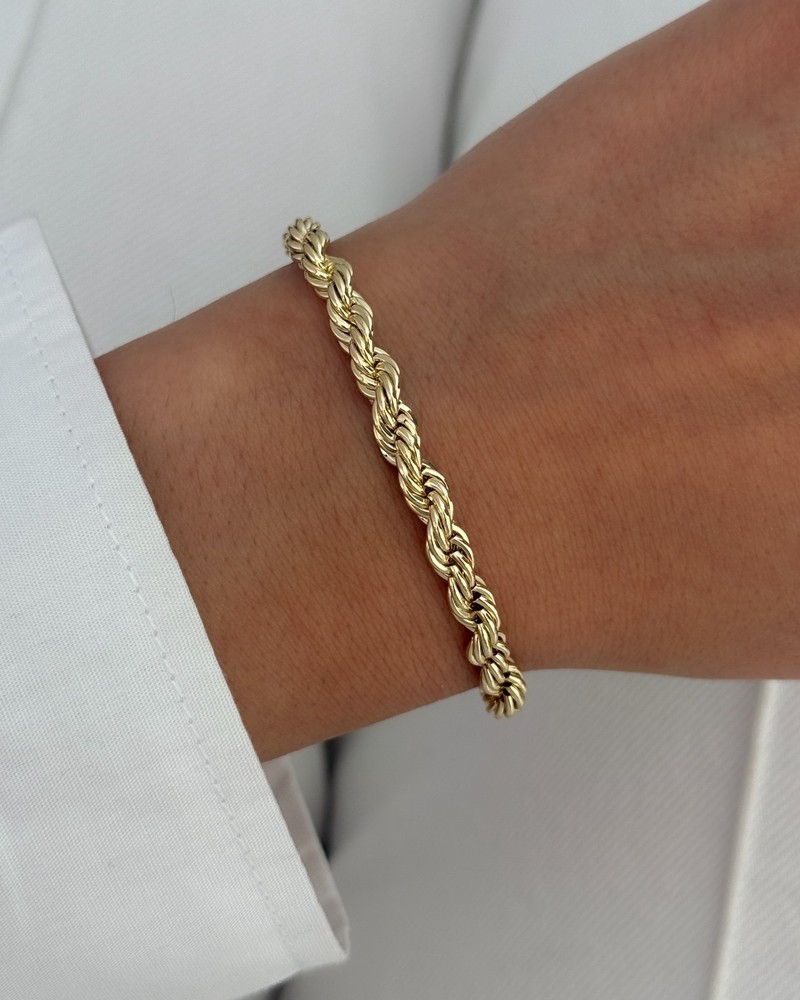 14K Gold Rope Chain Bracelet, Simple Gold Bracelet, adjustable bracelet, hypoall