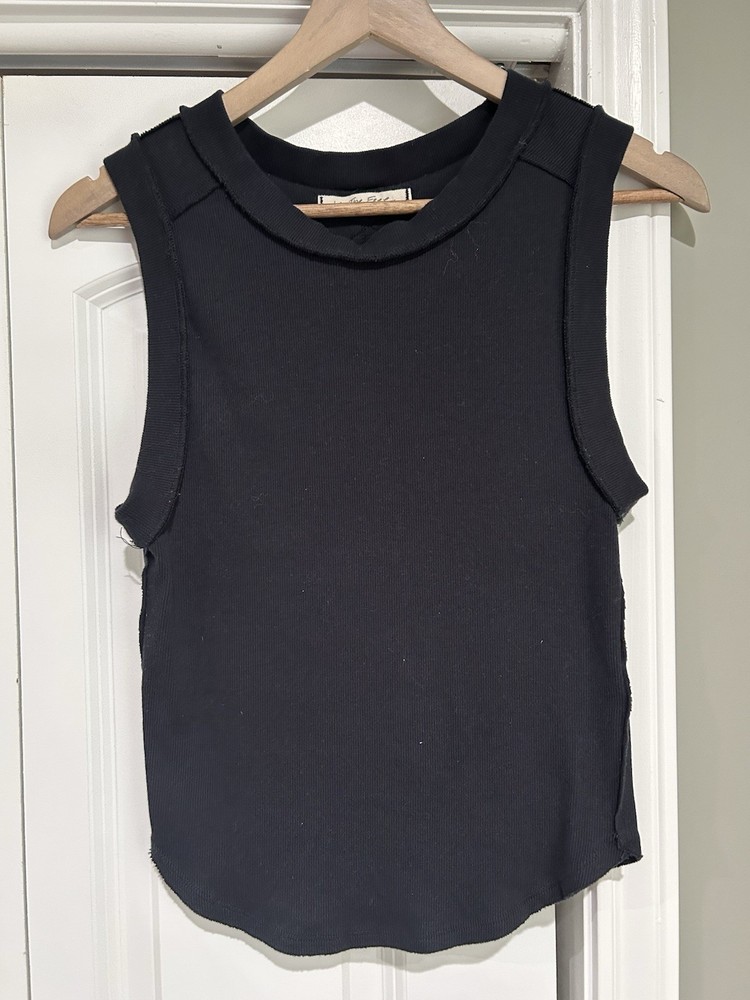 Free People Tank Top Black Size Large Athleisure Yoga