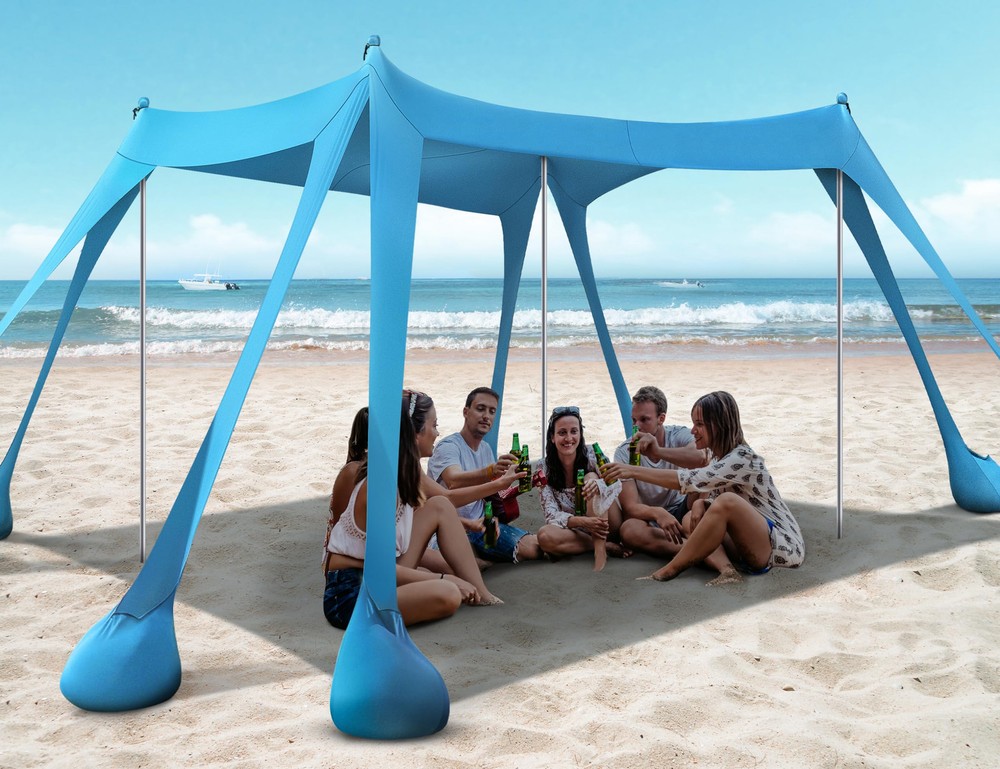 Beach Tent, Beach Canopy UPF50+ UV Protection, 10x10ft Beach Shade Sun Shelte...